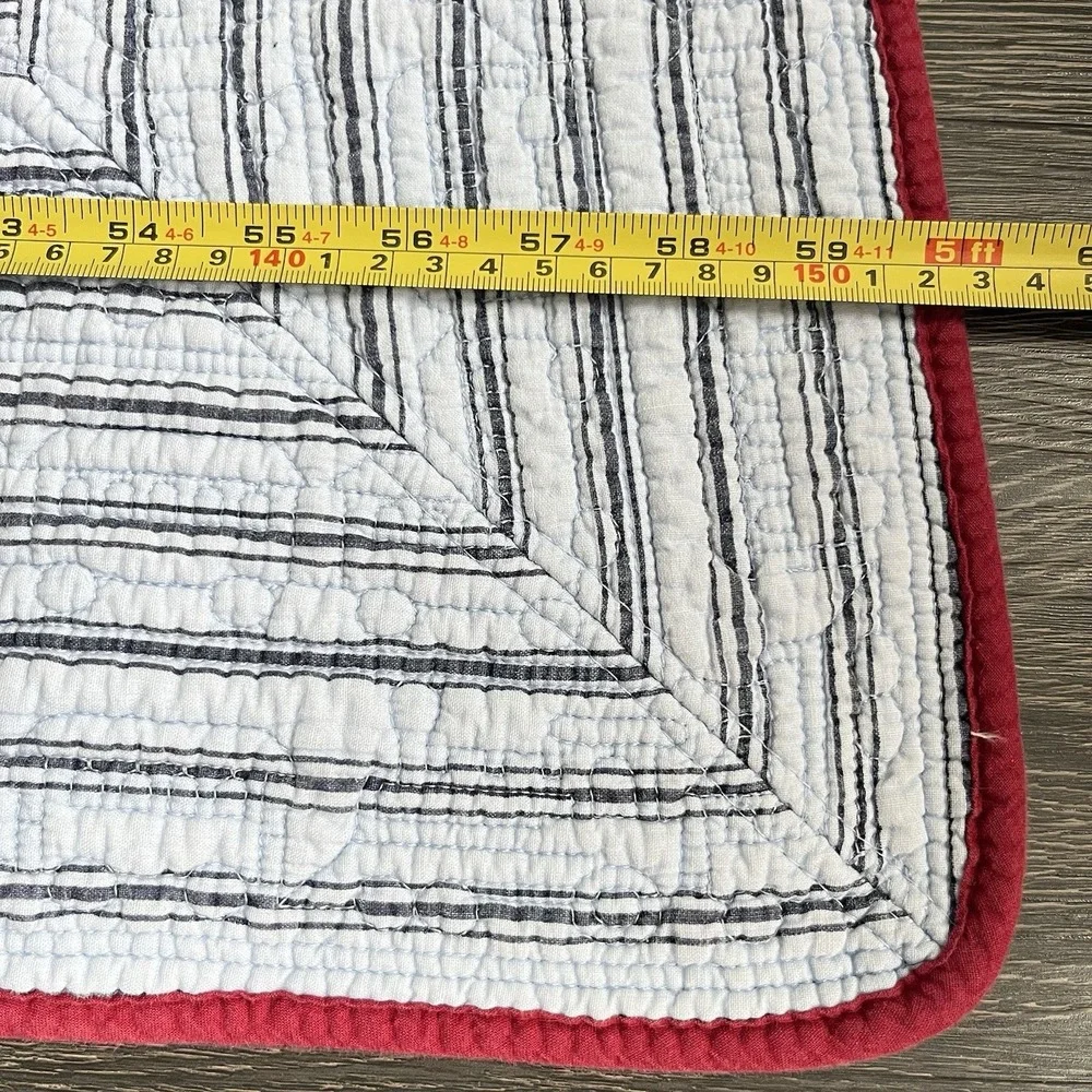 Authentic Kids Train Quilt 100% Cotton Blue Red Detailed Appliqué Bedding Twin